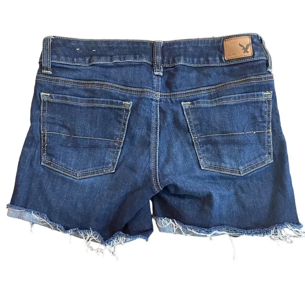 American Eagle Outfitters Stretch Jean shorts raw hem size 2 pockets